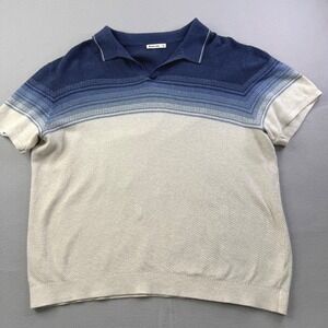Marine Layer Greyson Sweater Polo Navy/Oatmeal XL